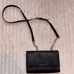 Michael Kors Black Crossbody with Gold Accents